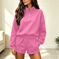 thumbnail image 5 of Norvella Womens Half Zip 2 Piece Shorts Set Long Sleeve Pullover Top Elastic Waist Bottoms With Pockets Matching Casual Sweatsuit, 5 of 8
