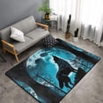 thumbnail image 2 of Blue Full Moon Wolf Shaggy Area Rug, Rugs for Living Room Bedroom Non Slip Door Mat Indoor Carpet Machine Washable Nursery Home Decor Floor Mats for Entryway 60x39in-#, 2 of 5