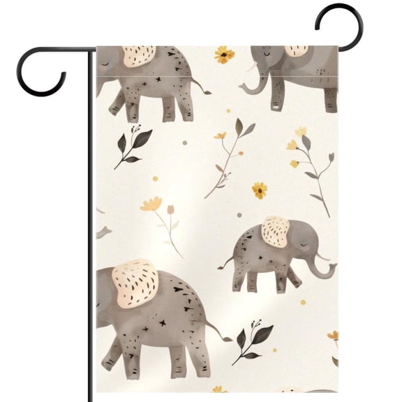Cute Cartoon Elephants Welcome Garden Flags, 12 x 18 Inch Double Sided Outdoor Yard Flags Waterproof For Home Outside Patio Lawn Porch