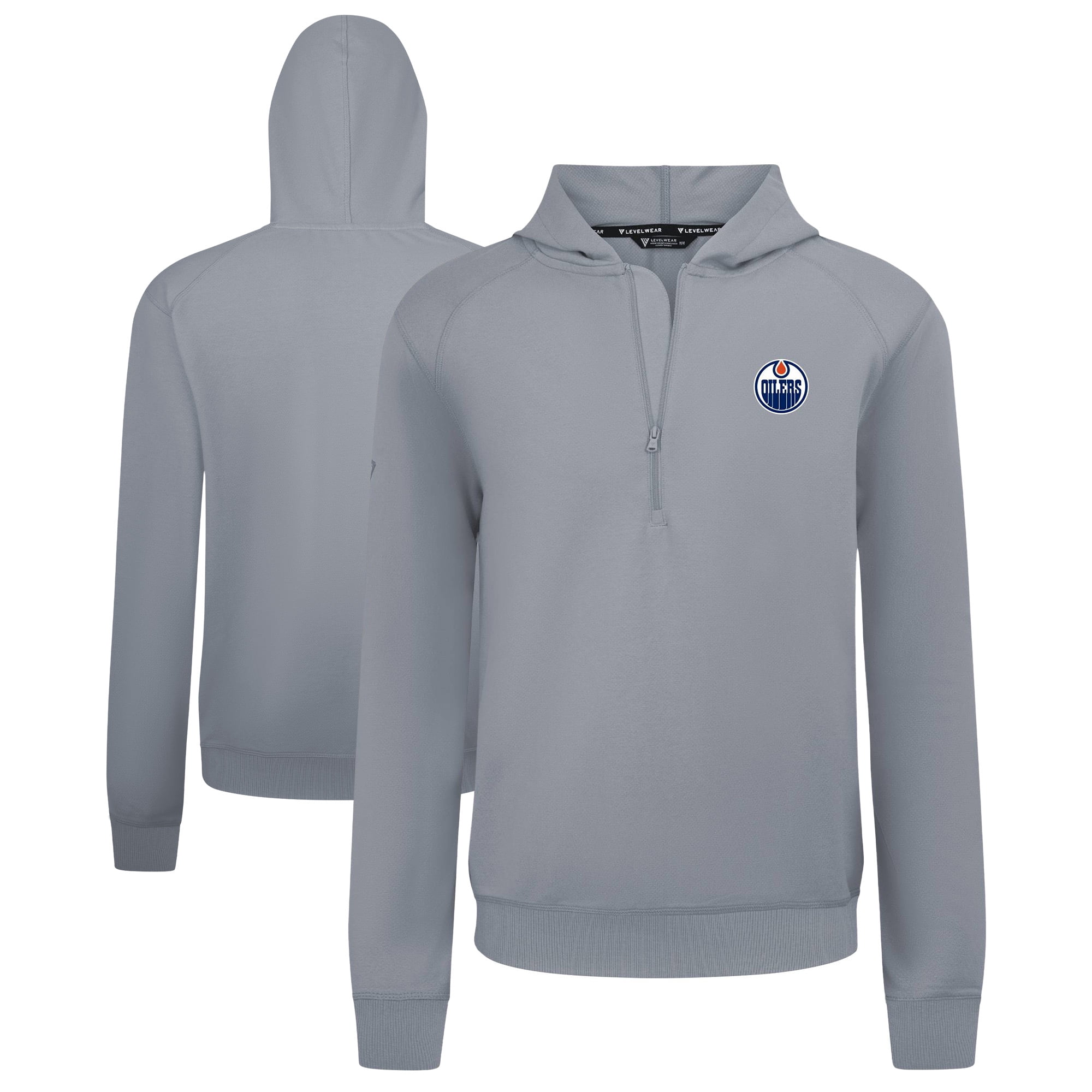 Men's Levelwear Gray Edmonton Oilers Technic Quarter-Zip Pullover Hoodie