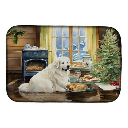 

21 x 14 in. Unisex Great Pyrenees Christmas Cookies Dish Drying Mat