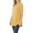 thumbnail image 3 of Zenana Women & Plus Short Sleeve V Neck Relaxed Fit Casual Round Hem Tee Shirt Top, 3 of 4