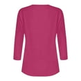 thumbnail image 4 of Mrasaso Weekly Deals,Women Polyester Top,Women's Fashion 3/4 Sleeved Blouse T-shirt Casual Top,Easygoing and Chic for Casual DaysHot Pink M, 4 of 8