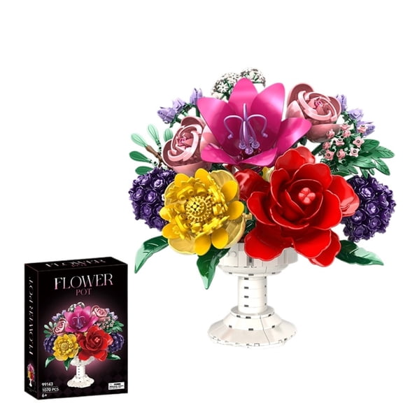 Remocguys Botanical Flower Building Set with Vase Compatible with Lego Flowers Collection Home Decor for Women Adults 1070pcs