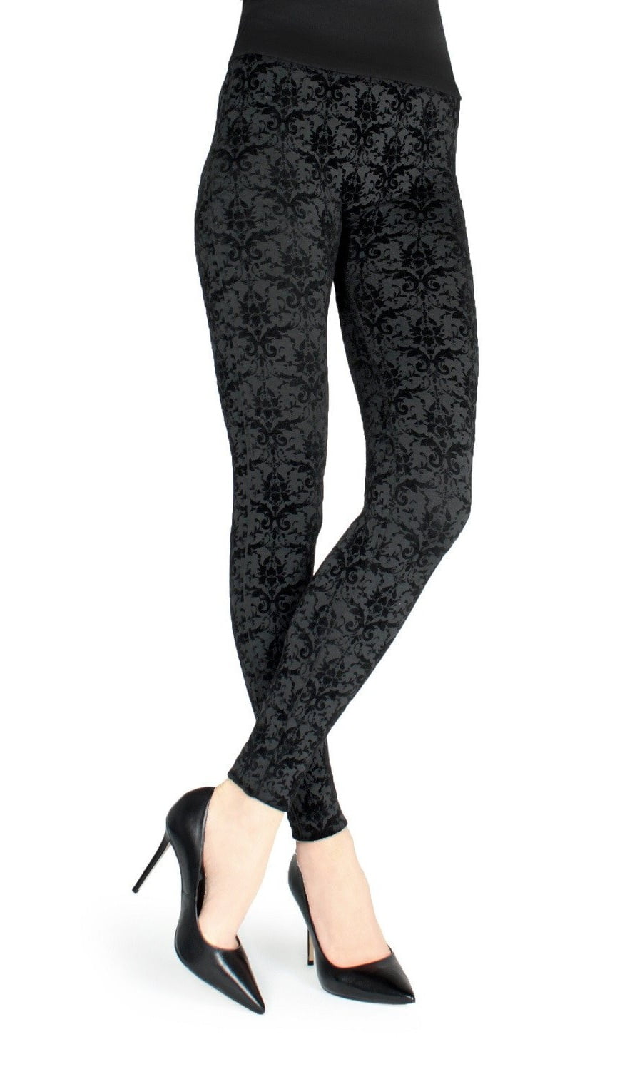 MeMoi Fiorente Flocked Damask Leggings Womens Female