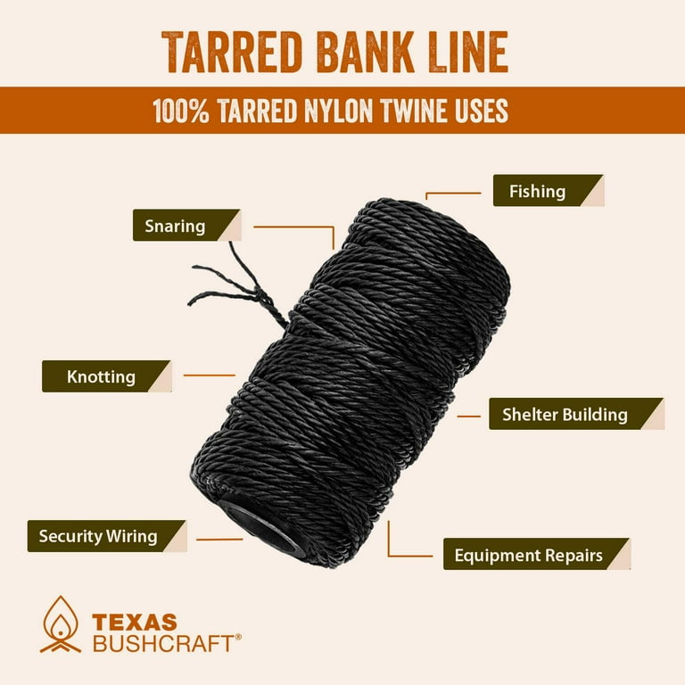 Tared New Bank Line Cordage #36 Texas Bushcraft #36 Tarred Bank Line | 1 Lb Spool ...