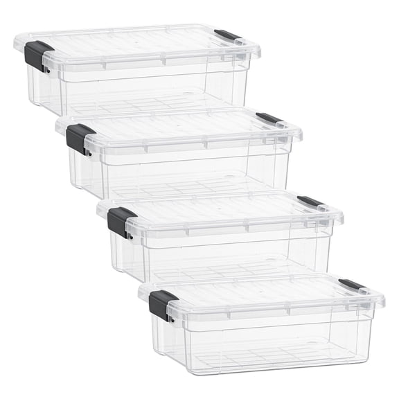 Superio Clear Storage Boxes with Lids, Plastic Container Bins for Organizing, Stackable Crates, BPA Free, Non Toxic, Odor Free, Organizers for Home, Office, School, and Dorm, 2.3 Quart, 4 Pack