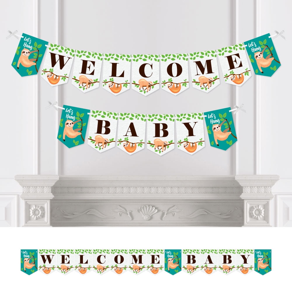 Let's Hang Sloth Baby Shower Bunting Banner Party Decorations