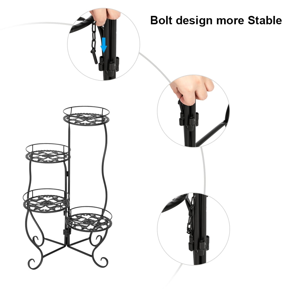 Lowestbest 4PCS Ironwork Plant Racks, Planter Garden Display Holder Shelf Rack for Home Indoor Outdoor Patio Lowestbest 4PCS Ironwork Plant Racks, Planter Garden Display Holder Shelf Rack for Home Indoor Outdoor Patio