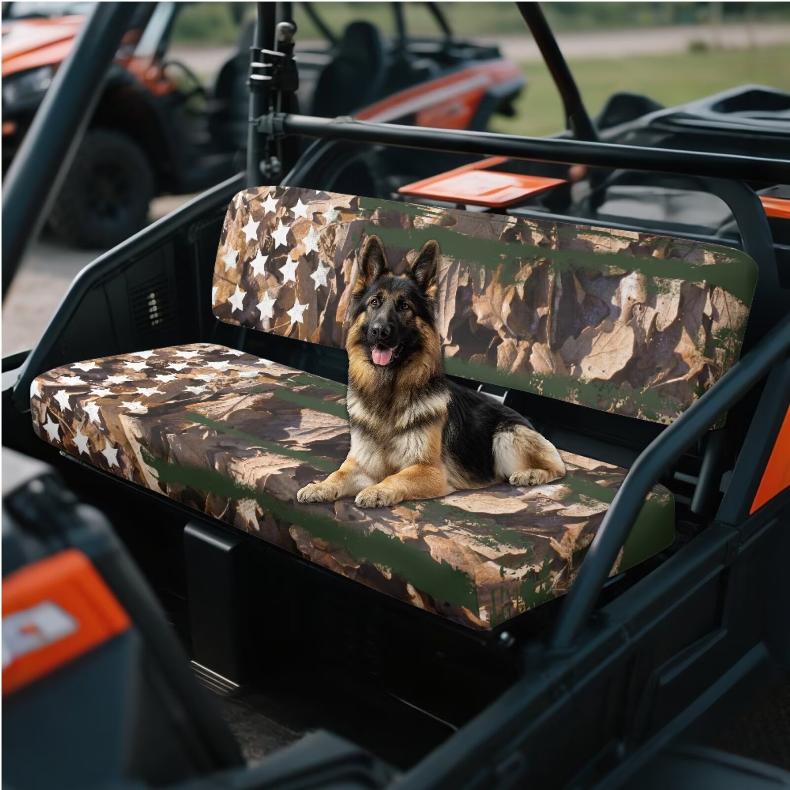 Binienty 2 Piece UTV Seat Cover Set American Flag Branch Camo UTV Front Seat Covers Compatible with Kawasaki Mule 300 3010 3020 4000 4010 2001-2023 2025 Patriotic Seats Cover for Mule Accessory Parts