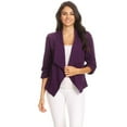 thumbnail image 5 of Moa Collection Women's Casual Fitted Blazer Draped Open Front with Ruched 3/4 Sleeves (S-3XL), 5 of 5