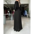 thumbnail image 4 of CHICME Dresses for Women Pleated Deep V-Neck Batwing Sleeve Backless Tied High Waist Slim Zipper Maxi Dress Black-S, 4 of 9