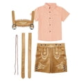 thumbnail image 4 of Childrens Performance Costume Short Sleeved Checkered Top Suspender Shorts Traditional Role-Playing Ethnic Costume Set, 4 of 5