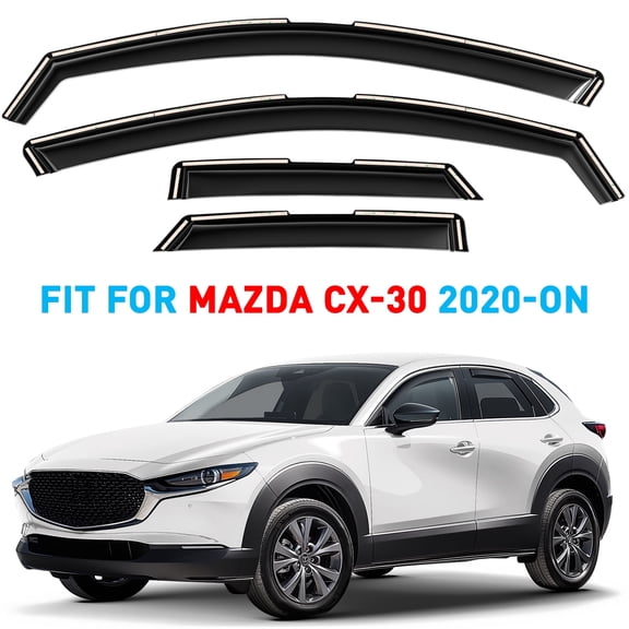 GrandWheel Co Window Deflectors Smoke Tinted In-Channel Side Window Vent Visor Deflectors Rain Guards Compatible with CX-30 2020-2025 - 4pcs. GW0603