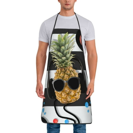 

Xecao Pineapple With Black Glasses Print Funny BBQ Chef Aprons for Men Women Adjustable Kitchen Cooking Aprons with Pocket Waterproof Oil Proof No Pilling Fading