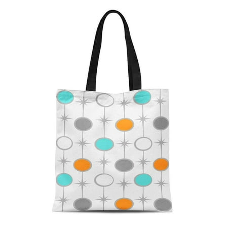 LADDKE Canvas Tote Bag Customizable Dots and Starbursts Color Mid Century Modern Turquoise Reusable Handbag Shoulder Grocery Shopping (Best Mid Range Handbags)