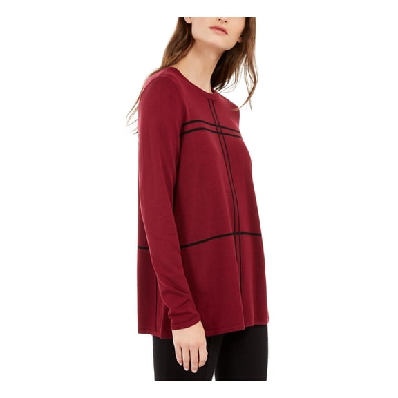 Alfani Womens Crew Neck Long Sleeve Tunic Sweater