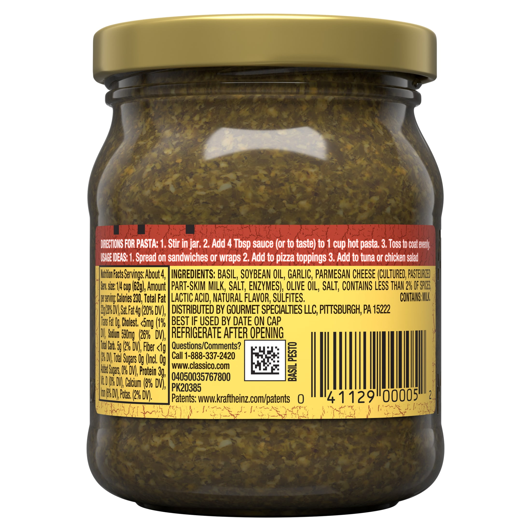 (6 pack) Classico Signature Recipes Traditional Basil Pesto Sauce & Spread, 8.1 oz Jar