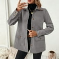 thumbnail image 2 of CHUMUD Women's 2025 Winter Elegant Pea Coat Wool Blend Trench Coat with Pockets Lapel Long Sleeve Shacket Jackets for Casual Work Office, 2 of 6