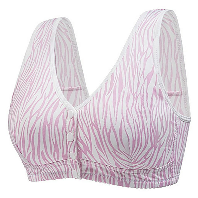 ManxiVoo Full Coverage Wireless Comfort Bra Front Closure Cotton Support Breathable Plus Size Vest B Size Pink