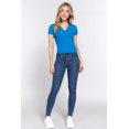 thumbnail image 4 of J. METHOD Women's Knit Crop Top - Short Sleeve V-Neck Ribbed Stretch Basic Cropped T Shirts, 4 of 4