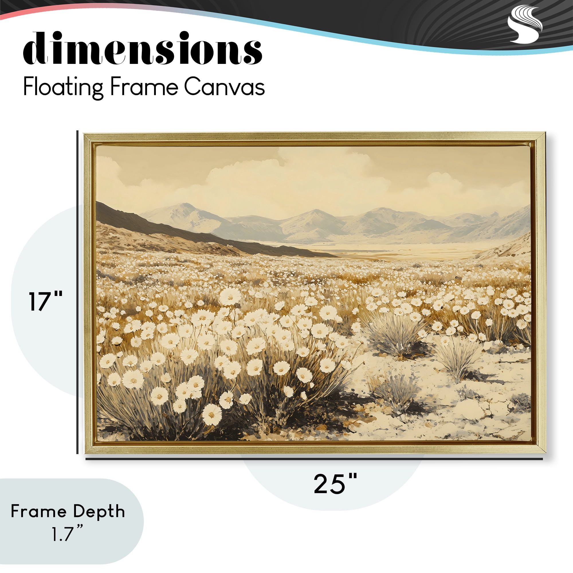 Stupell Industries Desert Wildflowers in Golden Valley Gold Framed Floater Canvas Wall Art, design by Franklyn Gregory