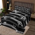 thumbnail image 2 of Erosebridal Black Grey Striped Coverlet Set Queen, Butterfly Print Bedding Set, 3pcs, 2 of 5