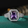 thumbnail image 3 of 6*8mm Princess Purple AAA Topaz Cz Band Womens 925 Silver Wedding Ring Size 6-10, 3 of 5