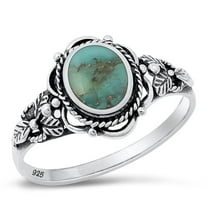 CHOOSE YOUR COLOR Vintage Bali Simulated Turquoise Wholesale Ring .925 Sterling Silver Band Blue CZ Female Size 8