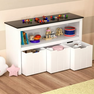 SOSPIRO Kids Toy Storage Organizer with Bins, Toy Storage Cabinet with  Bookshelf and Movable Drawers, Wooden Toy Box for Boys and Girls, Nursery