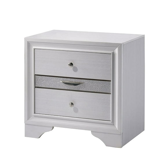 White 3 Nightstand With Nickel - Contemporary Style Hidden Jewelry Pocket 3 Drawers Nightstand, Bedroom Furniture Drawer