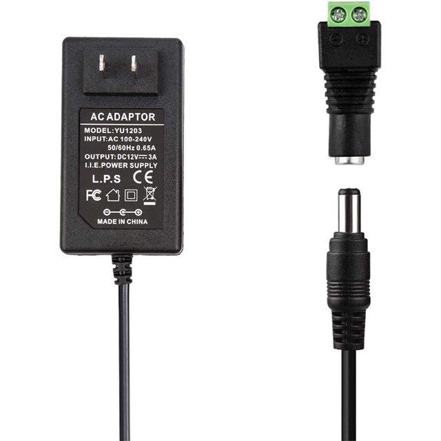 12V 3A Power Adapter, AC 100V240V to DC 12 Volt 3amp 3000mA Power Supply 5.5mm x 2.5mm 36W