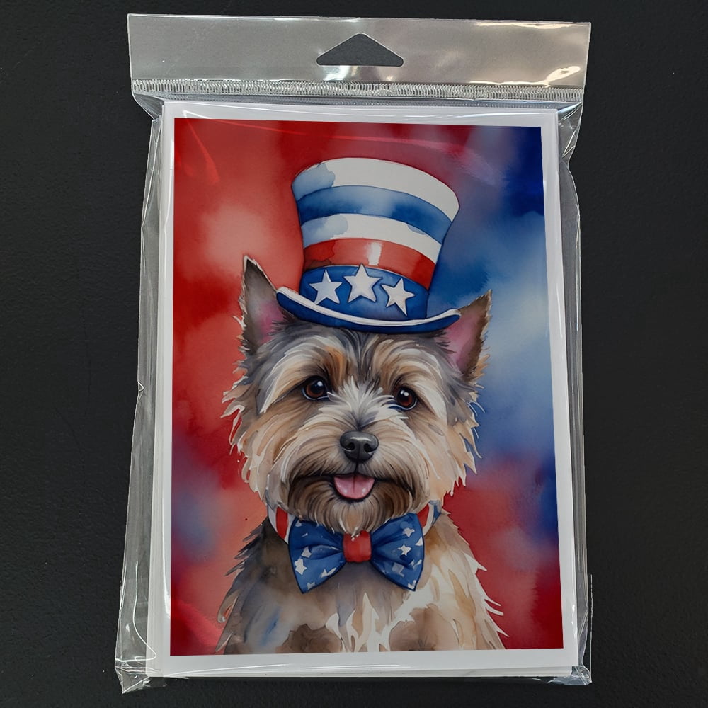 Cairn Terrier Patriotic American Greeting Cards Pack of 8 7 in x 5 in