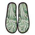 thumbnail image 3 of Unisex Travel Sandals House Slippers Includes Free Storage Bag for Hotel, Travel, Home Green and White Swirling Lines, 3 of 8