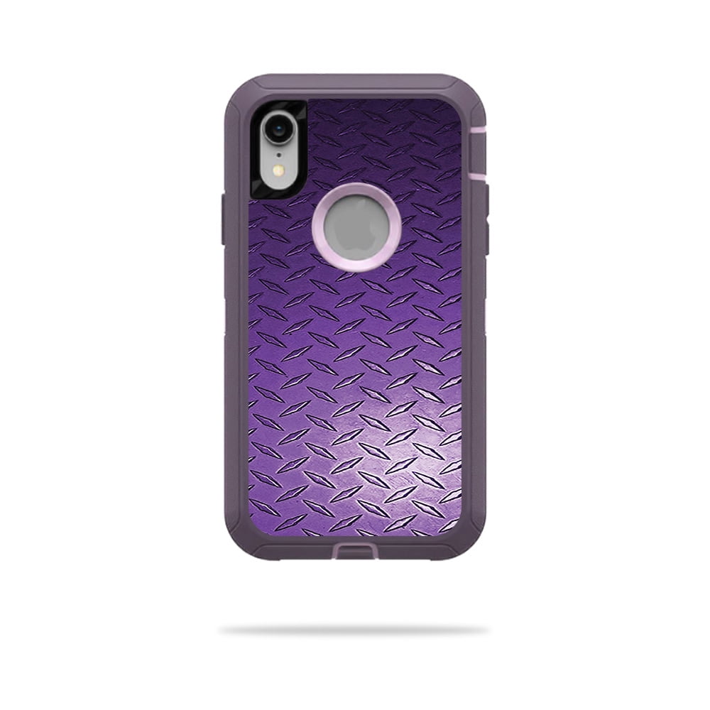 Skin for OtterBox Defender iPhone XR Case Purple Diamond Plate