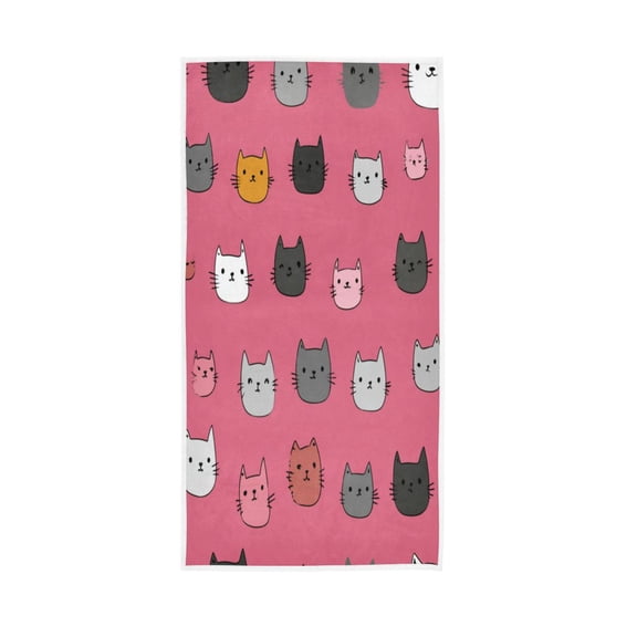 Bath Towel Single-Sided Printed Highly Absorbent Soft Quick Towel for Bathroom Spa Gym & Sports Cartoon Kitty