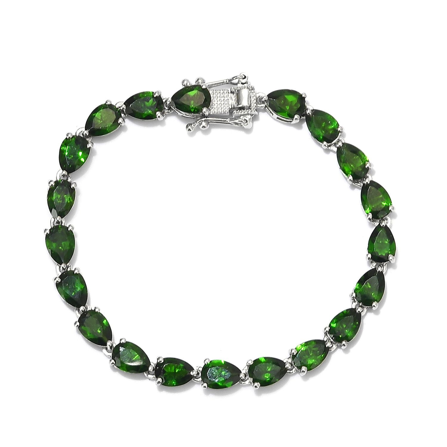925 Sterling Silver Cushion Green Jade Bridal Tennis Bracelet for Women 6.5 Jewelry Gift