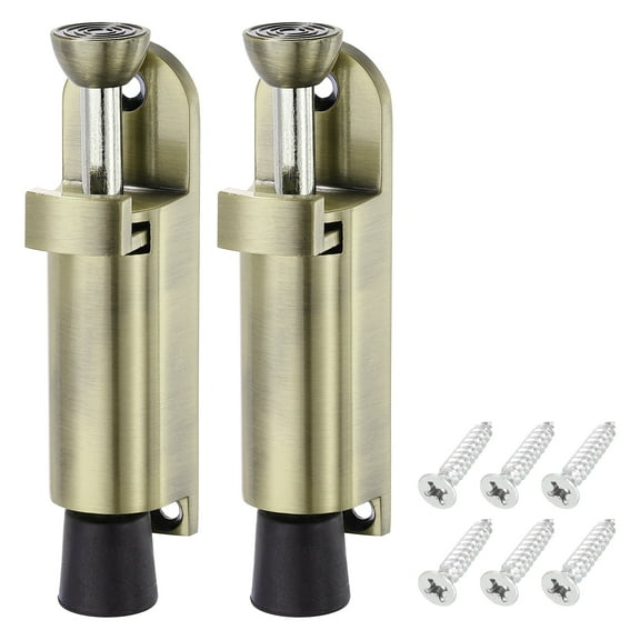 Uxcell 2 Pack Kickdown Door Stop, Spring Loaded Telescopic Door Stopper, Adjustable Door Locks Holder for Distance From the Ground 25mm/0.98", Bronze