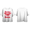 thumbnail image 5 of Wonder Woman Red Logo Ladies' White Boyfriend Crop Tee-M, 5 of 7