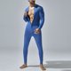 thumbnail image 5 of Pijama ajustado de poliéster para hombre, de color liso, con cuello redondo, manga larga y botones, a la moda, 5 of 7