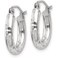 thumbnail image 2 of 10k White Gold Diamond-cut 3mm Round Hoop Earrings - 10mm, 2 of 6