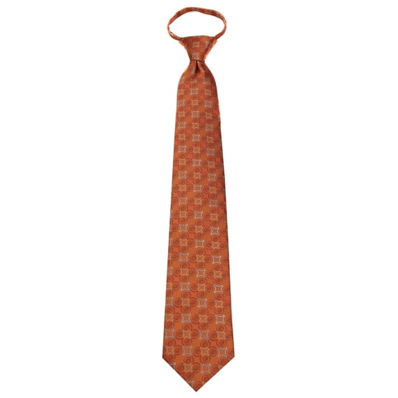 Mens Orange Pattern Designer Zipper Zip Up Necktie Ties