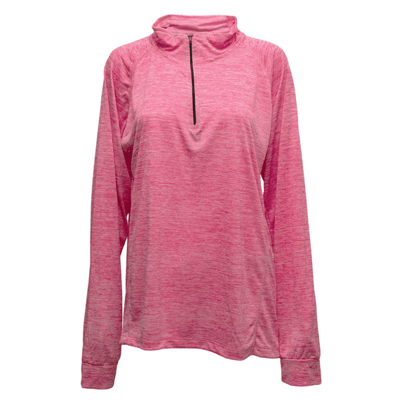 Woodland Creek Women's 1/4-Zip Long Sleeve Performance Shirt in Pink Heather, XL