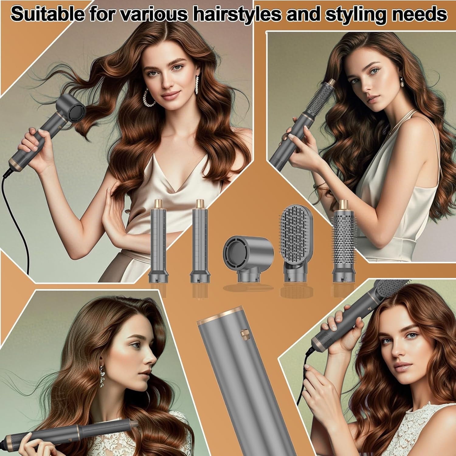 YSZZYSM Hair Dryer 5-in-1 Brush with Hot Air Curling & Negative Ion Technology - Versatile Styler for Drying, Curling, Straightening, and Volume Boosting