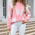 thumbnail image 6 of Xmyrz Sweater Tops For Women Bow Knot Print Long Sleeve Likable Pullover Sweater Refreshing Casual Cute Sweaters Knit Sweater, 6 of 9
