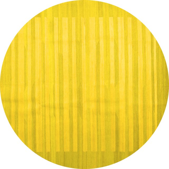 Ahgly Company Indoor Round Abstract Yellow Contemporary Area Rugs, 4' Round