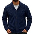 thumbnail image 2 of Lovzfmll Cardigan for Men, Shawl Collar Cable Knit Button Front, Casual Long Sleeve Sweater for Men, L, 2 of 6