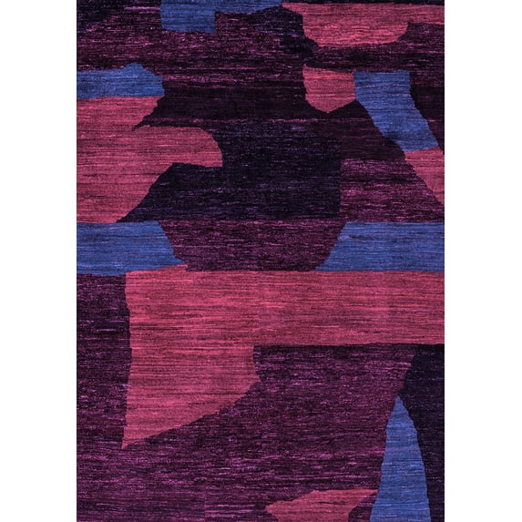 Ahgly Company Indoor Rectangle Abstract Purple Modern Area Rugs, 8' x 12'