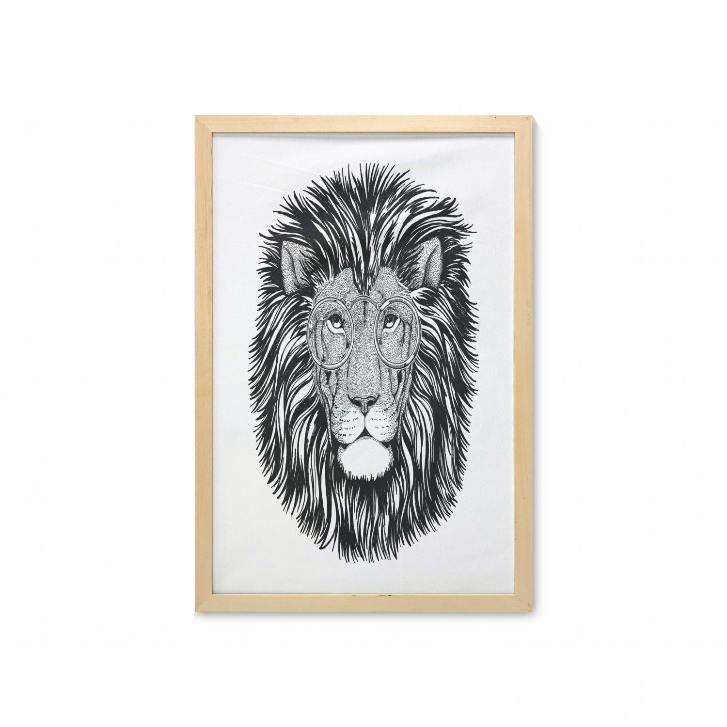 Hipster Animals Lion Glasses Vintage SINGLE  Canvas Art Print Box Framed Picture Wall Hanging