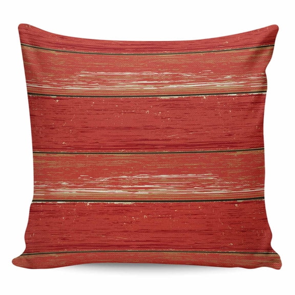 Throw Pillow Covers 16x16 Inch, Red Wood Grain Decorative Pillow Cases for Couch Sofa Bed, Farmhouse Vintage Wooden Rustic Planks Cotton Linen Square Home Decor Pillowcases with Hidden Zipper